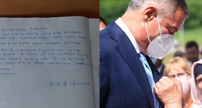 “Klanjam se sjenama žrtava Srebrenice”: Evo šta je Milo Đukanović napisao u knjigu žalosti