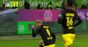 Reakcija navijačice Wolfsburga nakon gola Haalanda je hit