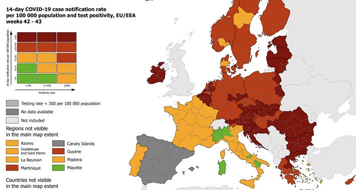 Nova mapa zaraze u Evropi: Hrvatska ostala tamnocrvena, skoro nigdje nema poboljšanja
