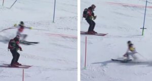 Skijašici čovjek izletio na stazu usred slaloma