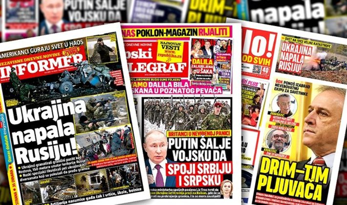 Srpski tabloidi optužuju Ukrajinu da je napala Rusiju, kažu i da će Putin spojiti Srbiju i RS