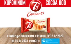 Kupovinom 7Days Cocoa kroasana u Bingo trgovinama pomažete SOS Dječija sela u BiH
