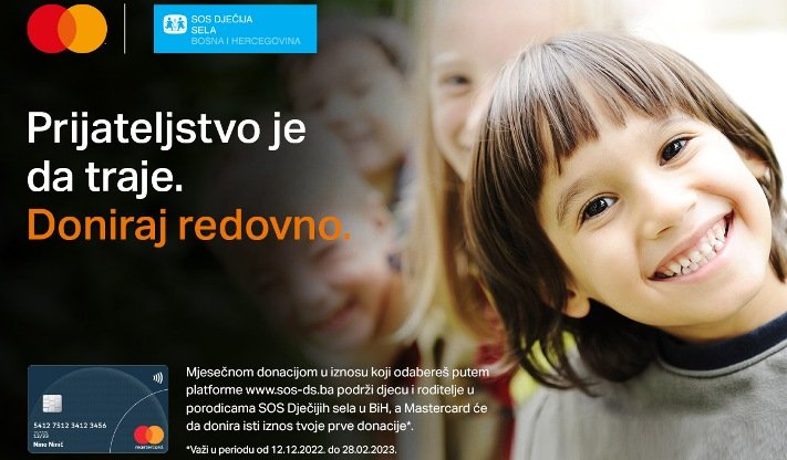 Mastercard i SOS Dječija sela u BiH udruženi kroz mjesečne online donacije