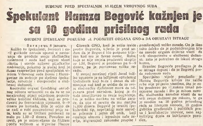 Kako je Hamza 1946. godine osuđen na 10 godina prisilnog rada zbog šverca fildžanima i podmićivanja
