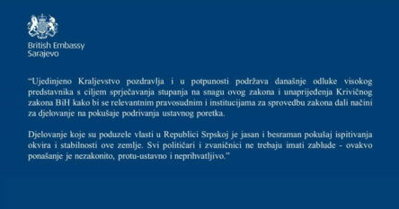 Britanska ambasada podržala Schmidta: Besraman pokušaj vlasti RS-a