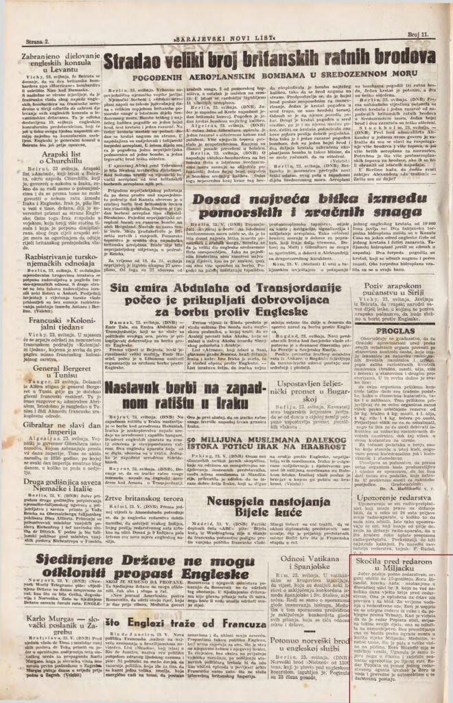 Sarajevski list 1941