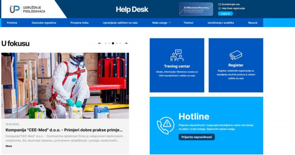 Udruženje poslodavaca FBiH pokrenulo Help desk za upravljanje zaštitom na radu