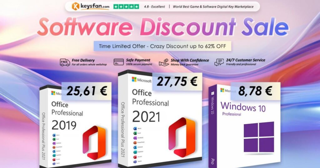 An amazing shop to buy software keys – Keysfan Discount Sale is in the wing! Office 2021 for 27.75€ and Windows for 8.78€