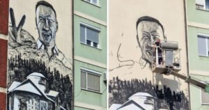 U Bijeljini osvanuo mural jednom od odgovornih za ubistvo kosovskog policajca