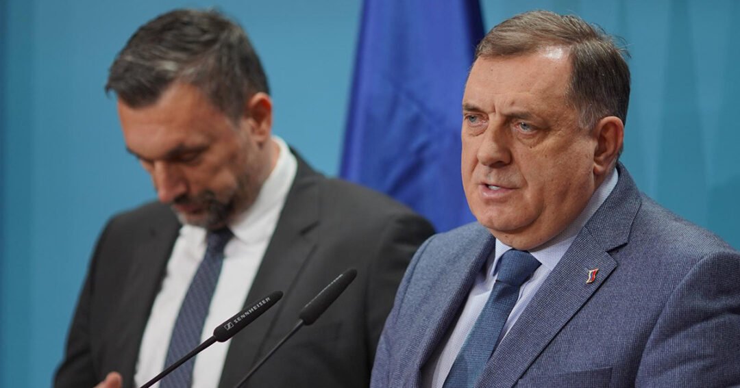 Banja Luka: Zajednička konferencija Milorada Dodika i Emedina Konakovića, novog minista vanjskih poslova