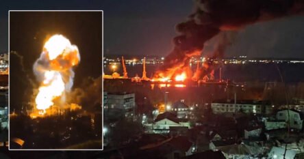Pojavili se novi snimci razornog napada na Krimu, uništen je veliki ruski desantni brod