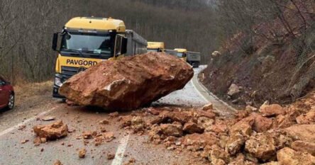 Stijena pala na kamion, vozač čudom ostao živ