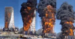 Nevjerovatan snimak: Veliki neboder nestao u plamenu u samo 20 sekundi