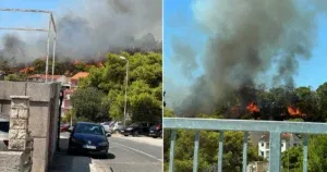 Izbio novi veliki požar na hrvatskoj obali, vatra se približila kućama. Čuju se eksplozije