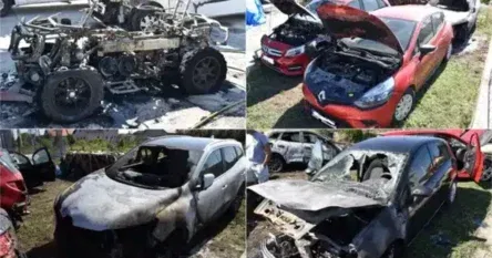 U dvorištu automehaničarske radnje zapalio 11 automobila. Vatra zahvatila i fasadu kuće