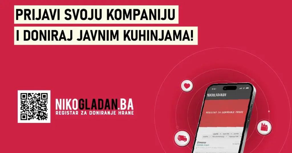 Poziv bh. kompanijama da se registruju u digitalnu banku hrane NIKOGLADAN.BA