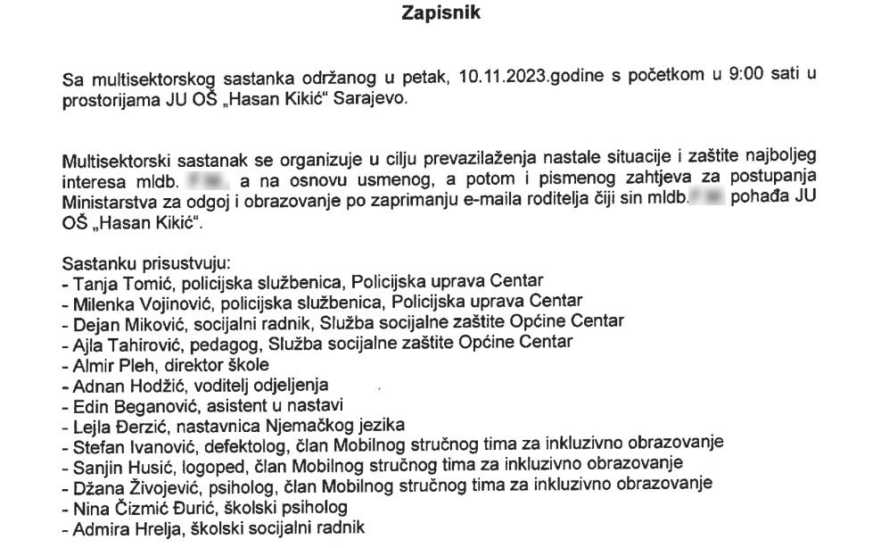 zapisnik sa multisektorskog sastanka