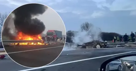 Horor na autocesti: Auto od siline udara izgorio, osoba koja je poginula nije identifikovana